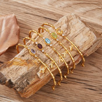 Natural Gemstone Bracelet for Women Featuring Tanzanite Garnet Peridot and Topaz Set In S925 Sterling Silver
